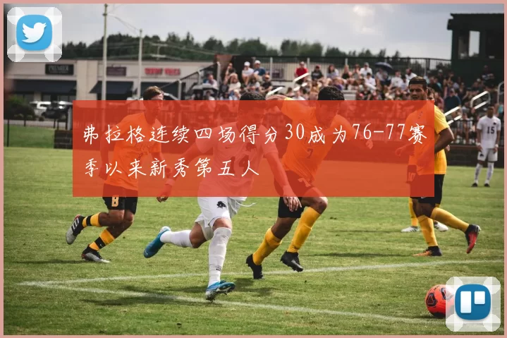 弗拉格连续四场得分30成为76-77赛季以来新秀第五人